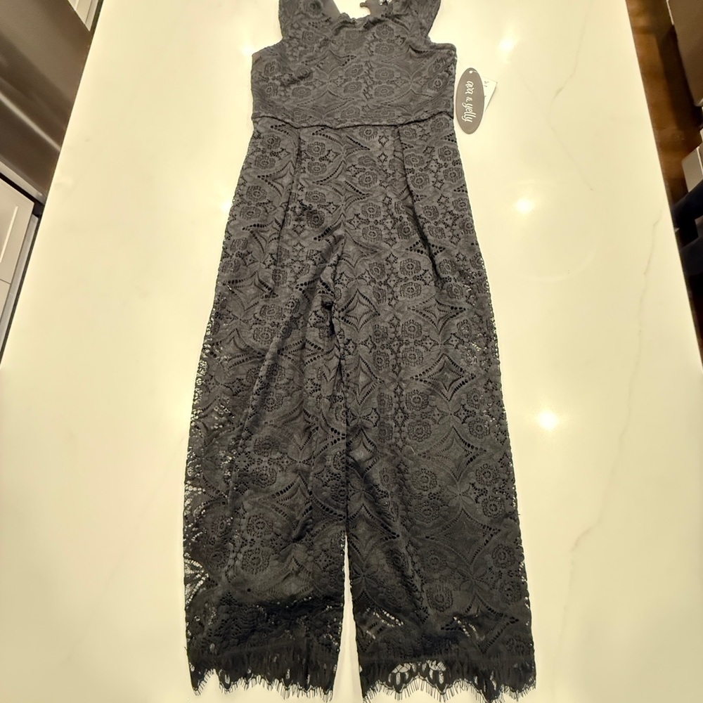 Girls Elegant Black Lace Jumpsuit (new with tags, size 12)